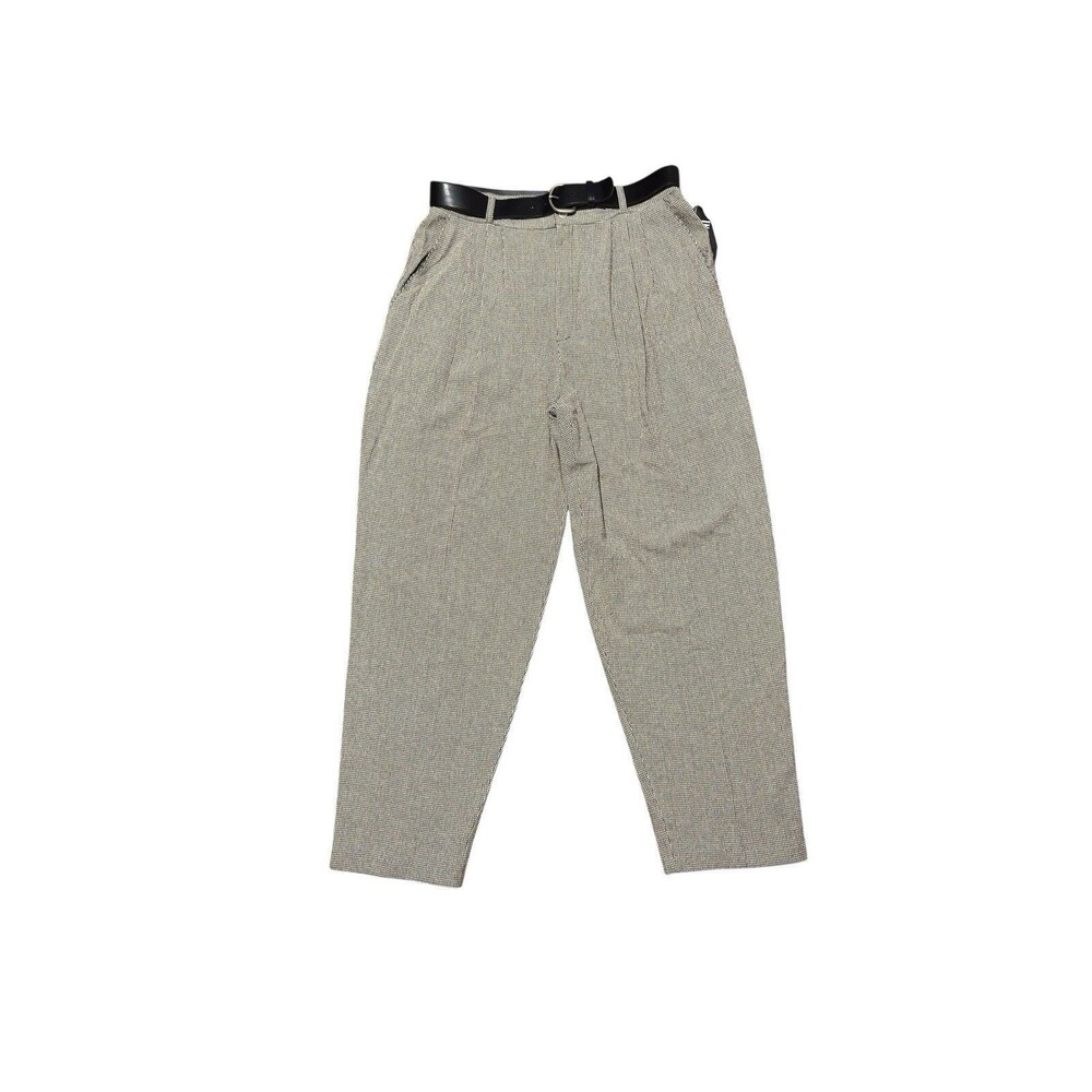Inclinations Womens 16 Pleated Pants Beige Black Houndstooth Tapered USA EUC